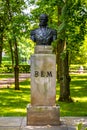 XIX century statue of Jozef Bem military general in Royal Baths Lazienki Krolewskie park in Ujazdow district of Warsaw in Poland